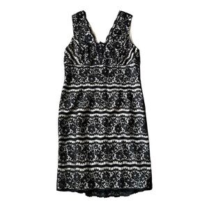 Talbots Dress Women’s Size 16 Black Beige Lace Sleeveless‎ Shift